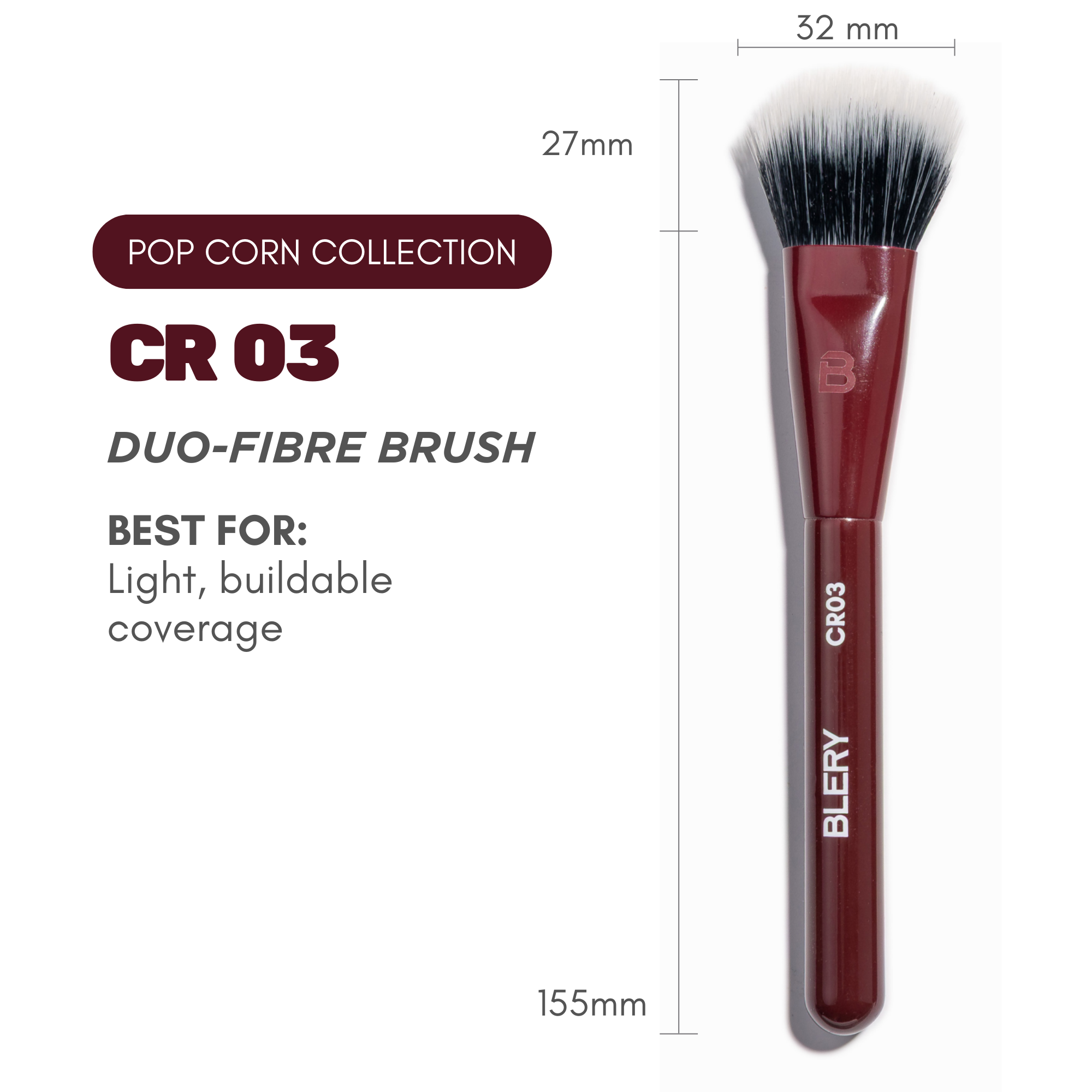 Blery, CR03 DUO‑FIBRE BRUSH – Leichter, aufbaubarer Base‑Pinsel