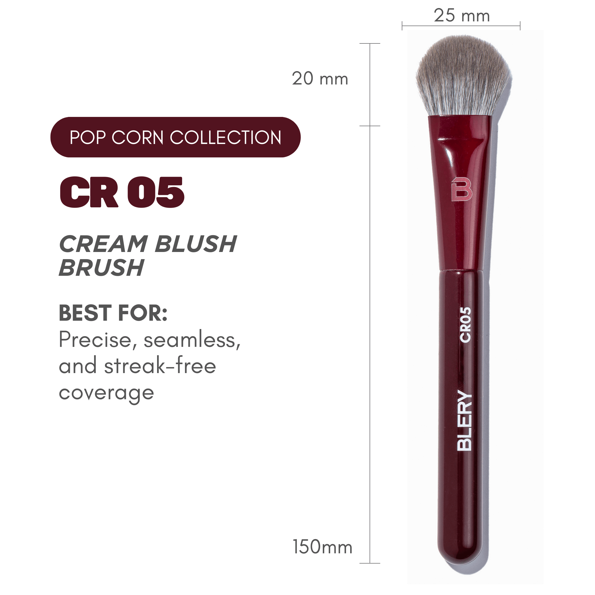 Blery, CR05 CREAM BLUSH BRUSH – Pinsel für Cream‑Blush & Liquid‑Blush