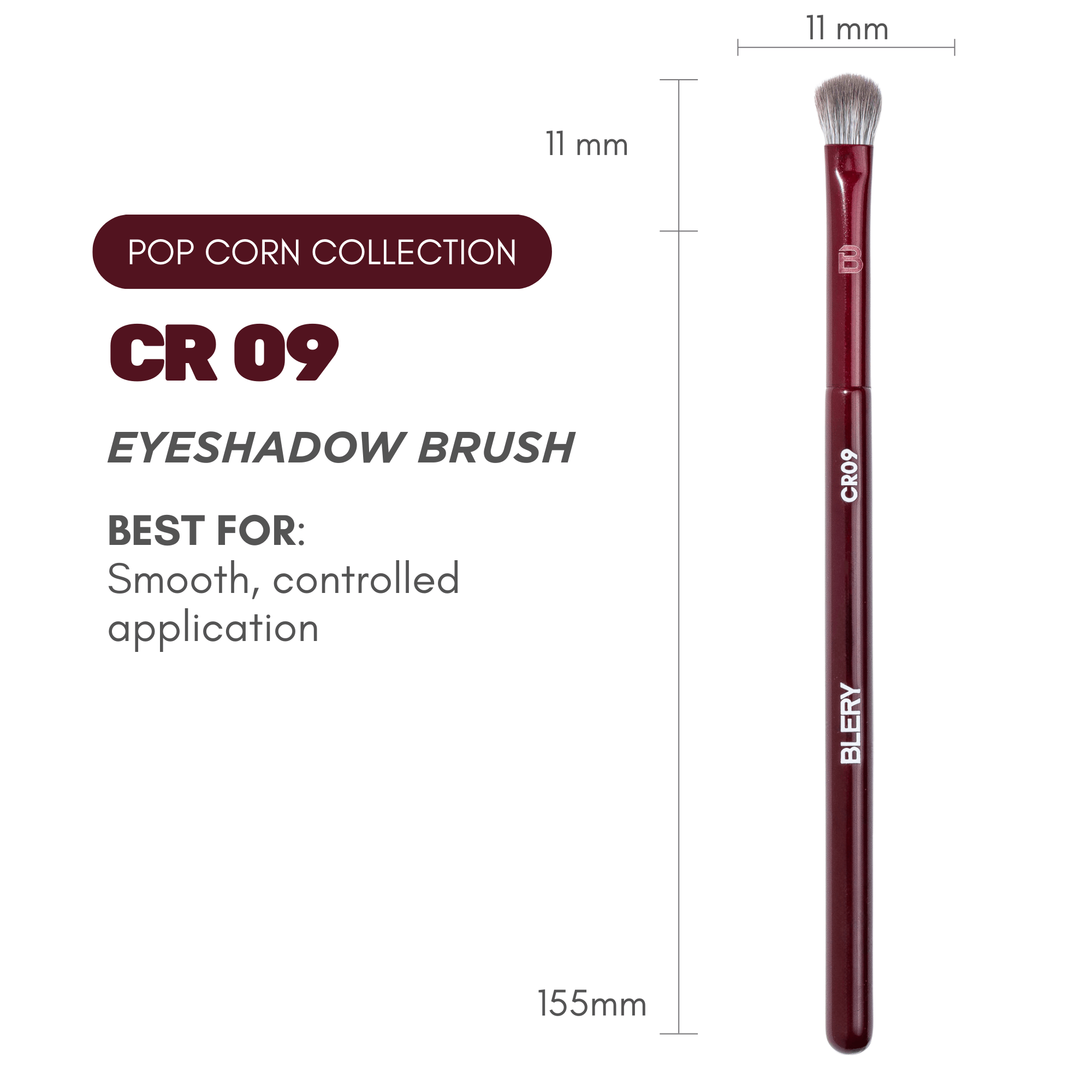 Blery, CR09 Eyeshadow Brush, präziser Lidschattenpinsel für kontrollierten Farbauftrag