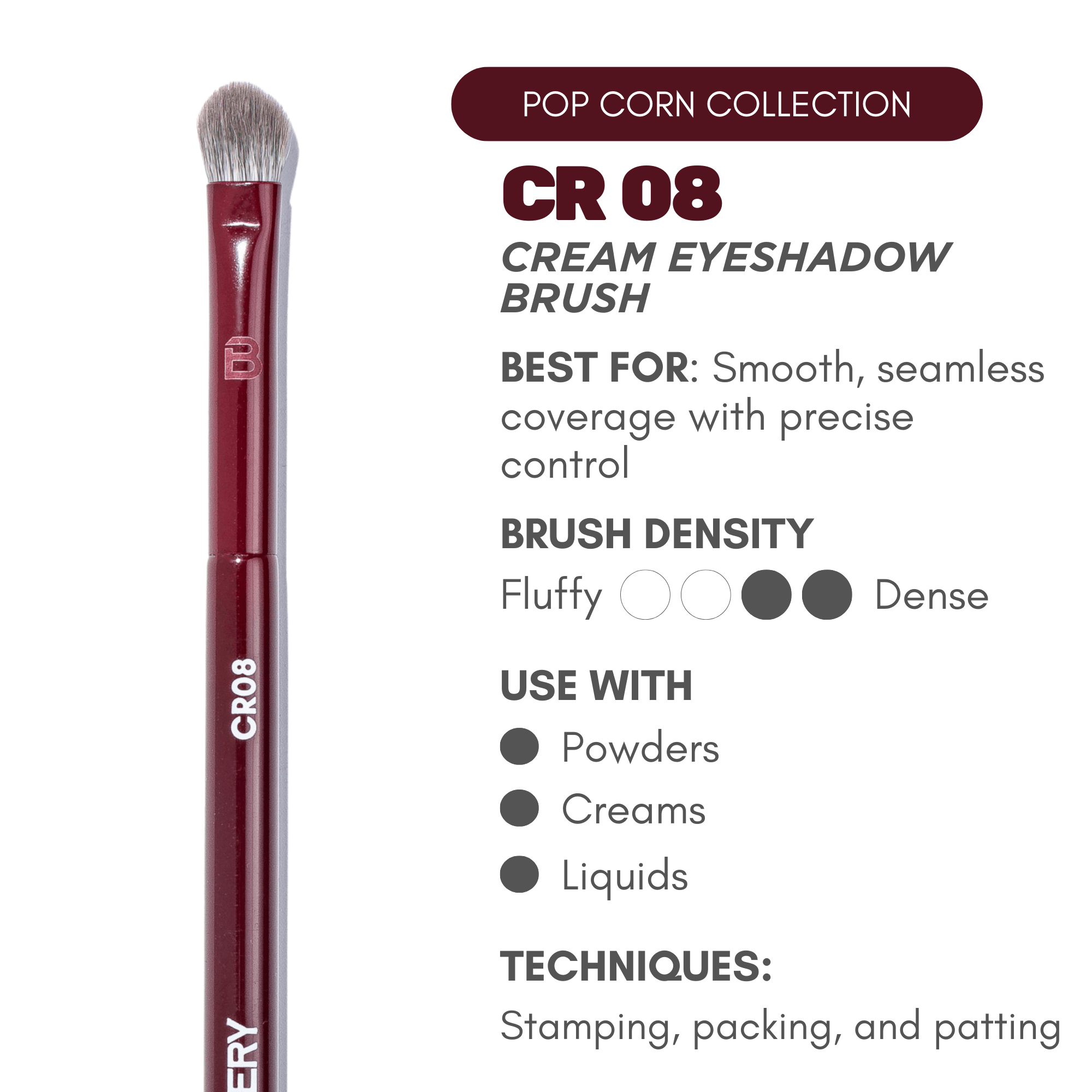 Blery CR07 Präziser Lidschattenpinsel für Cream, Liquid & Powder