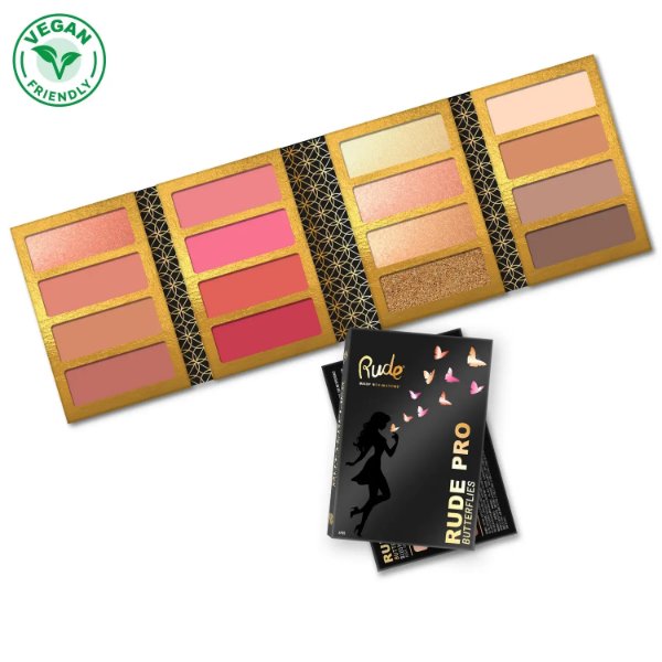 RUDE PRO Butterflies - Blush Highlight and Contour Palette (vegan) - Tigerzzz-Shop