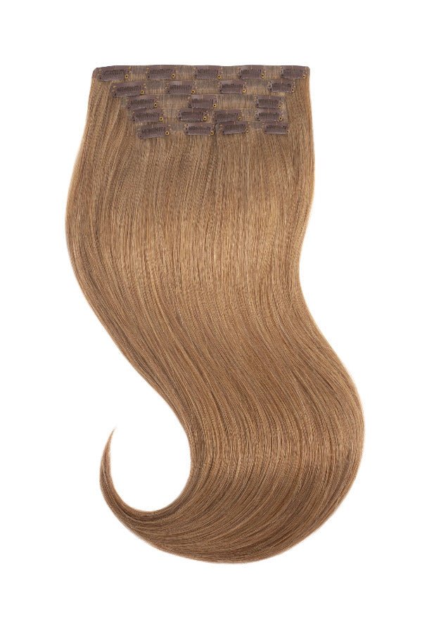 Tigerzzz-Stylists Echthaar Clip-in Extensions: dunkelblond #12, bis 55cm, 220g - Tigerzzz-Shop