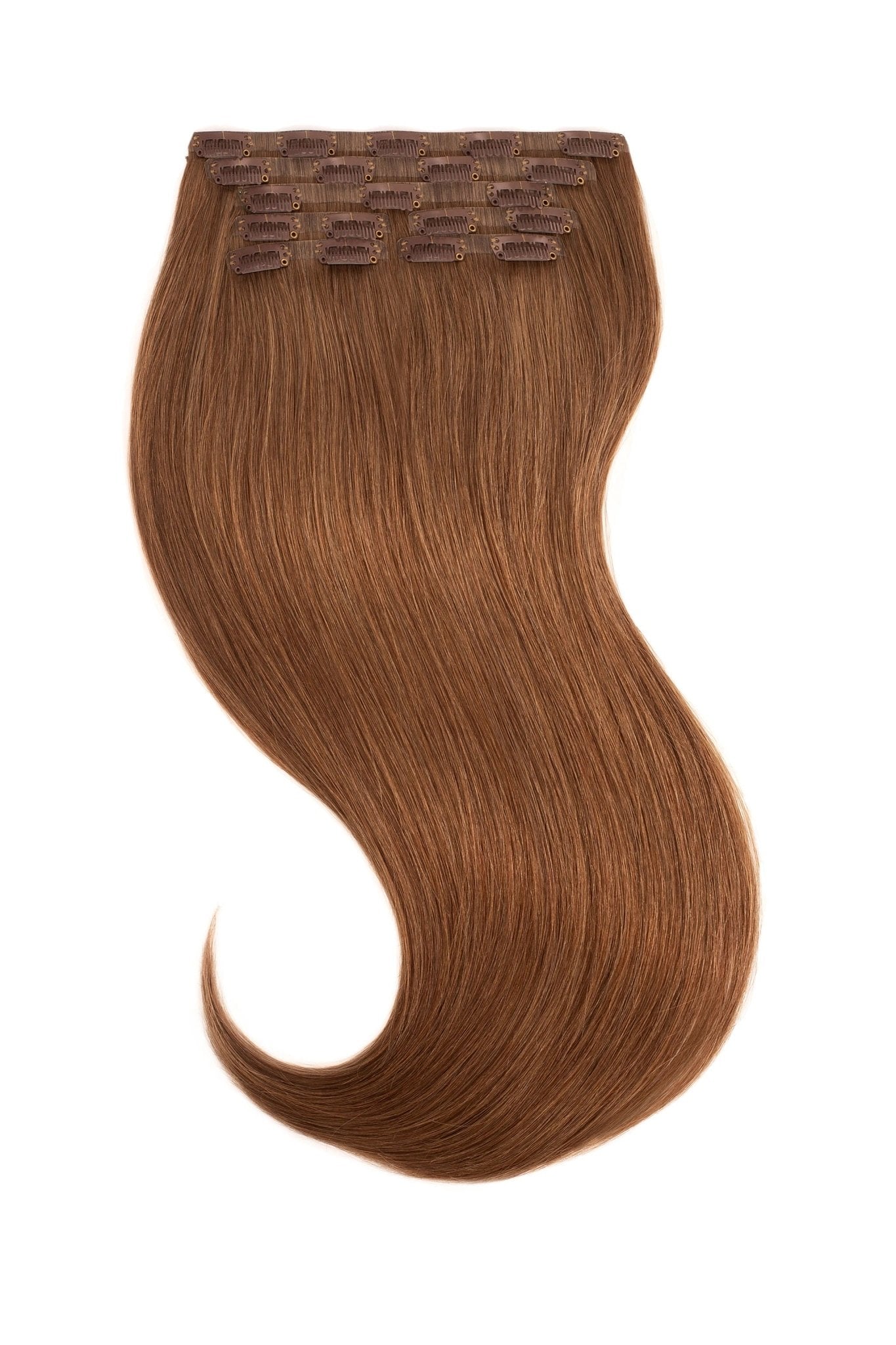 Tigerzzz-Stylists Echthaar Clip-in Extensions: hellbraun #8, bis 55cm, 220g - Tigerzzz-Shop