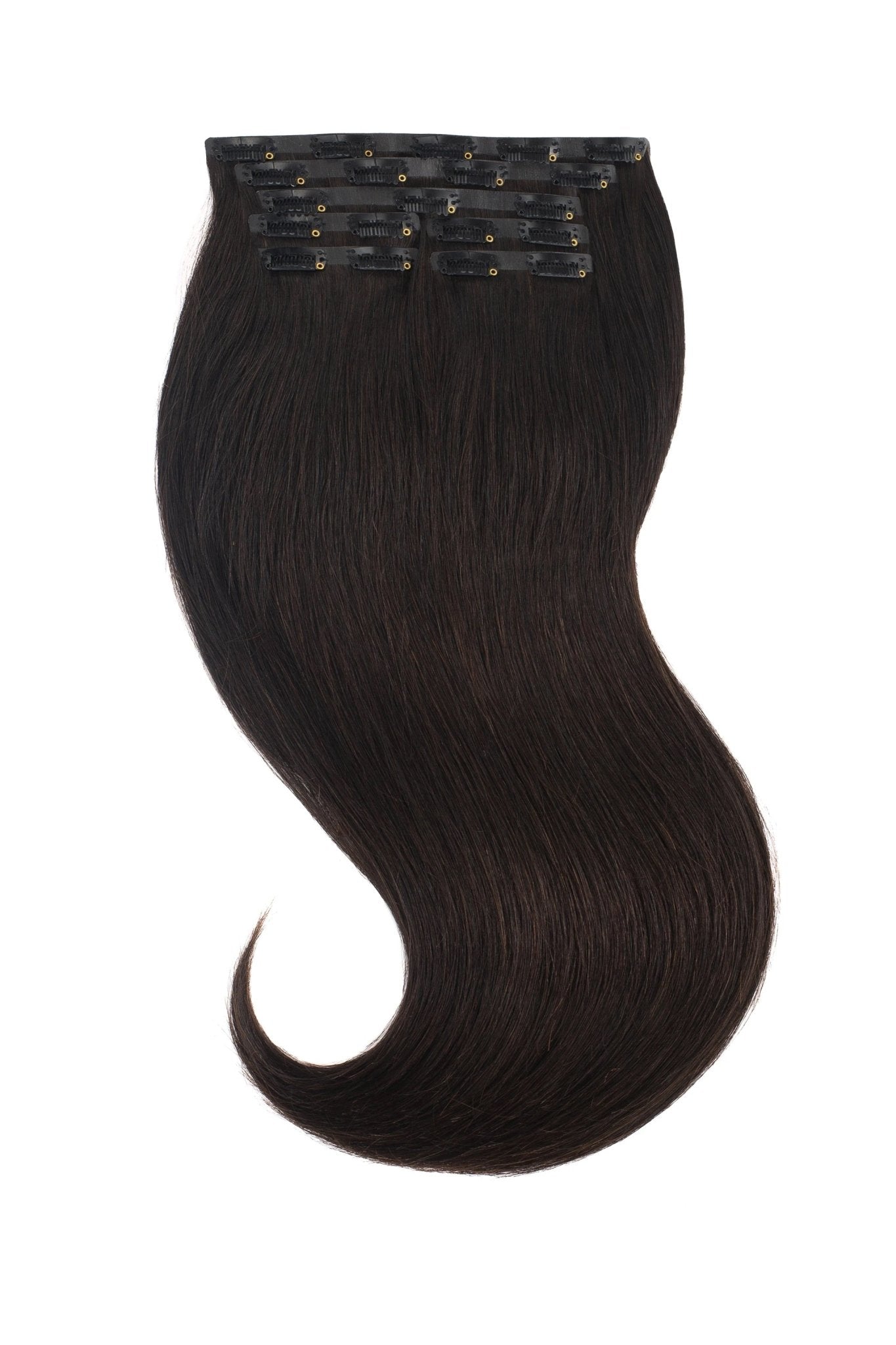 Tigerzzz-Stylists Echthaar Clip-in Extensions: schwarzbraun #1b, bis 55cm, 220g - Tigerzzz-Shop