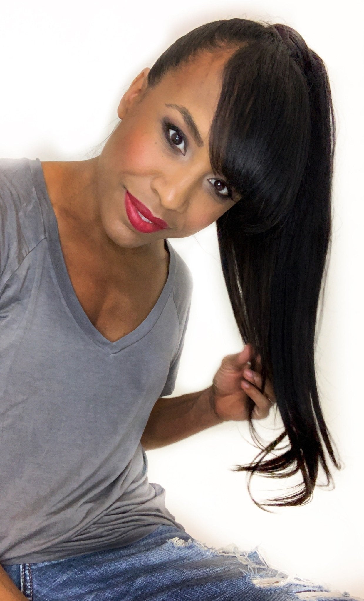 Tigerzzz-Stylists Ponytail Extensions (schwarzbraun Nr. 1b) 55cm, 100 Gramm - Tigerzzz-Shop