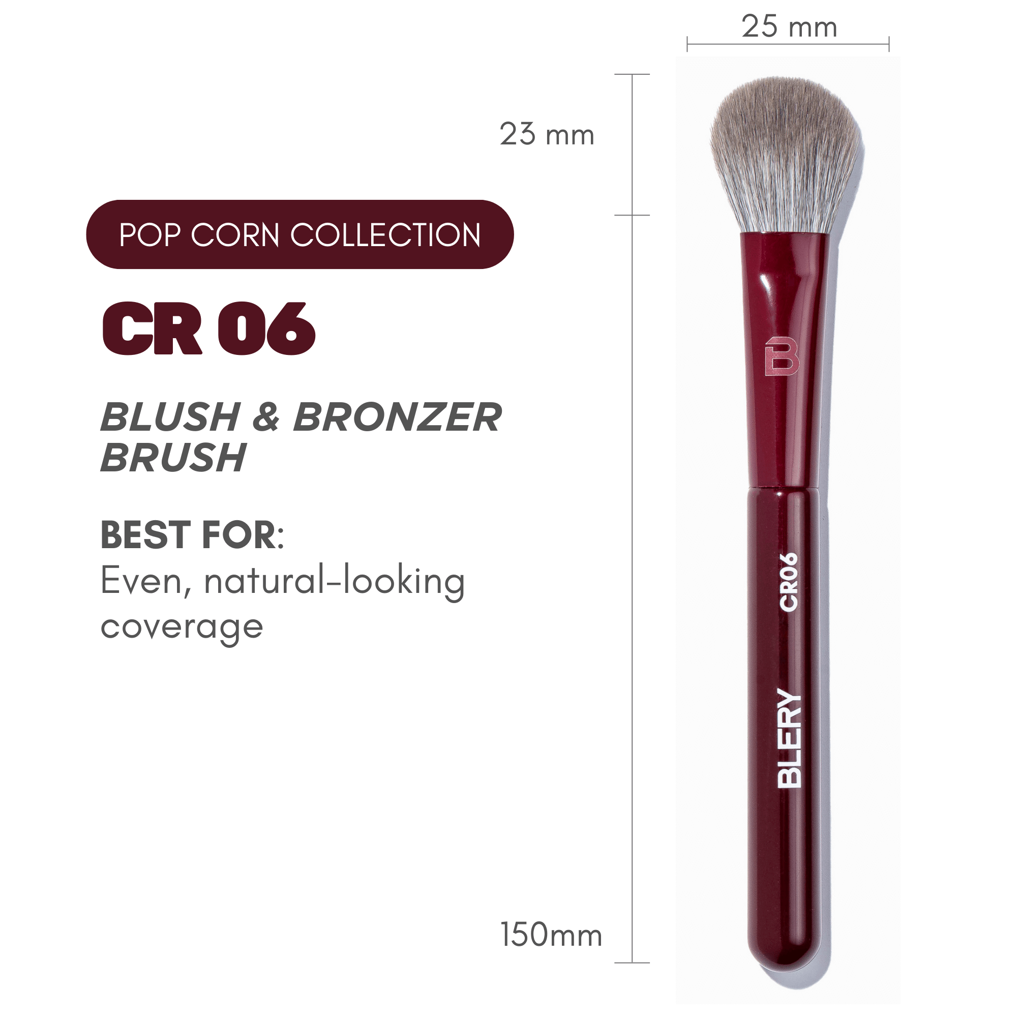 Blery, CR06 Blush & Bronzer Brush– Pinsel für ebenmäßiges, natürliches Finish
