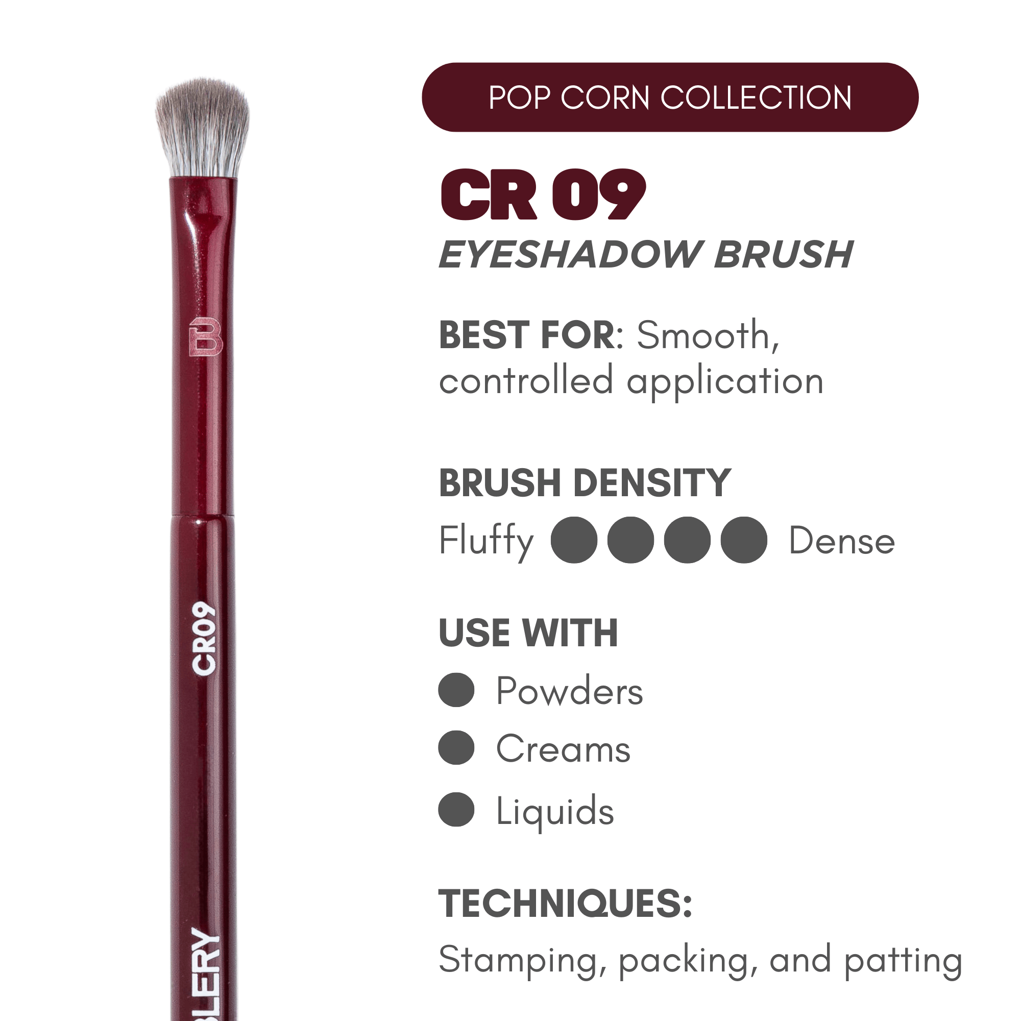 Blery, CR09 Eyeshadow Brush, präziser Lidschattenpinsel für kontrollierten Farbauftrag