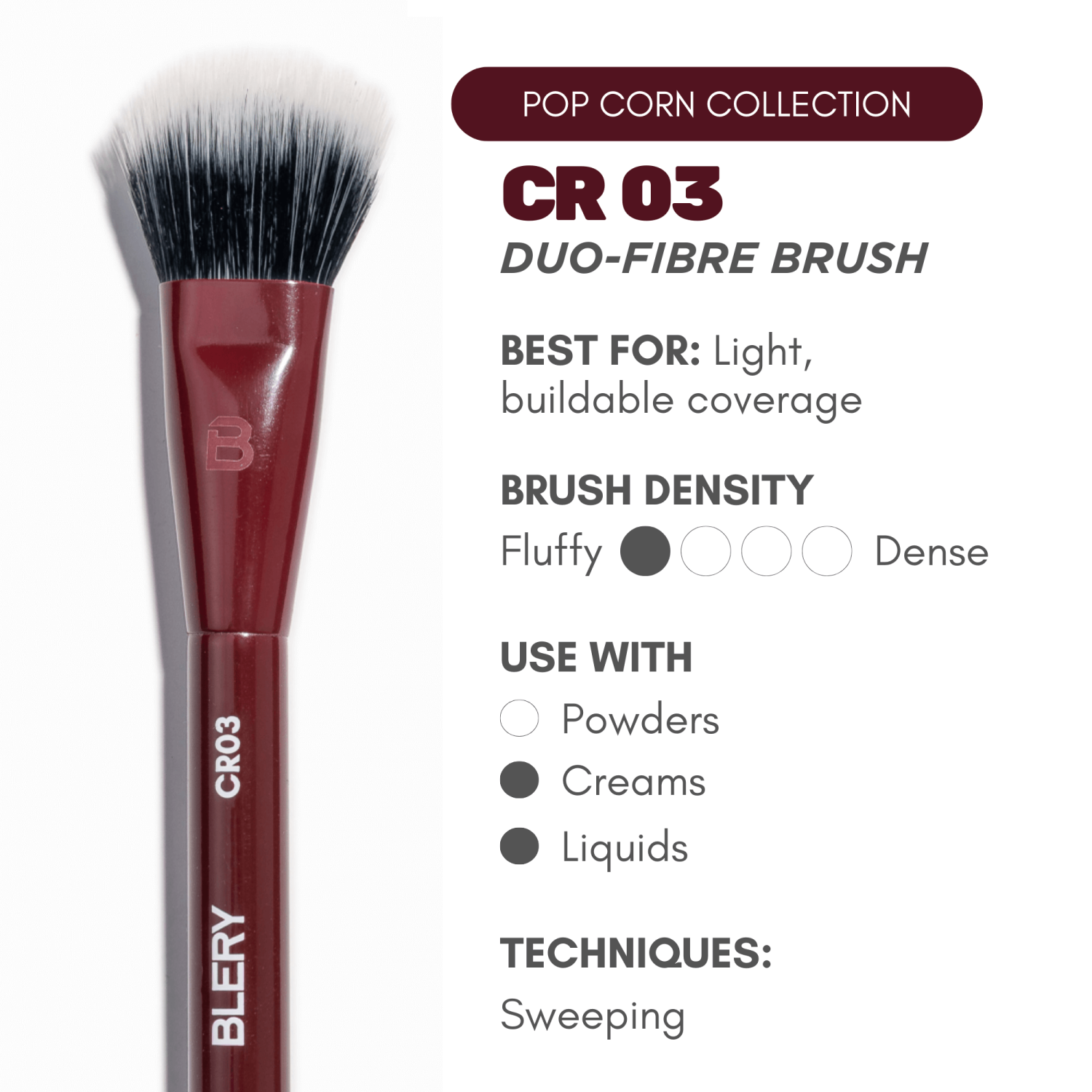 Blery, CR03 DUO‑FIBRE BRUSH – Leichter, aufbaubarer Base‑Pinsel