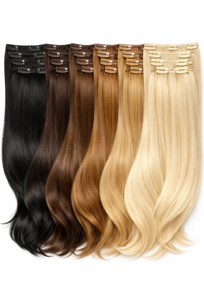 Tigerzzz-Stylists Echthaar Clip-in Extensions: 8-teiliges Set, 45cm, 120g