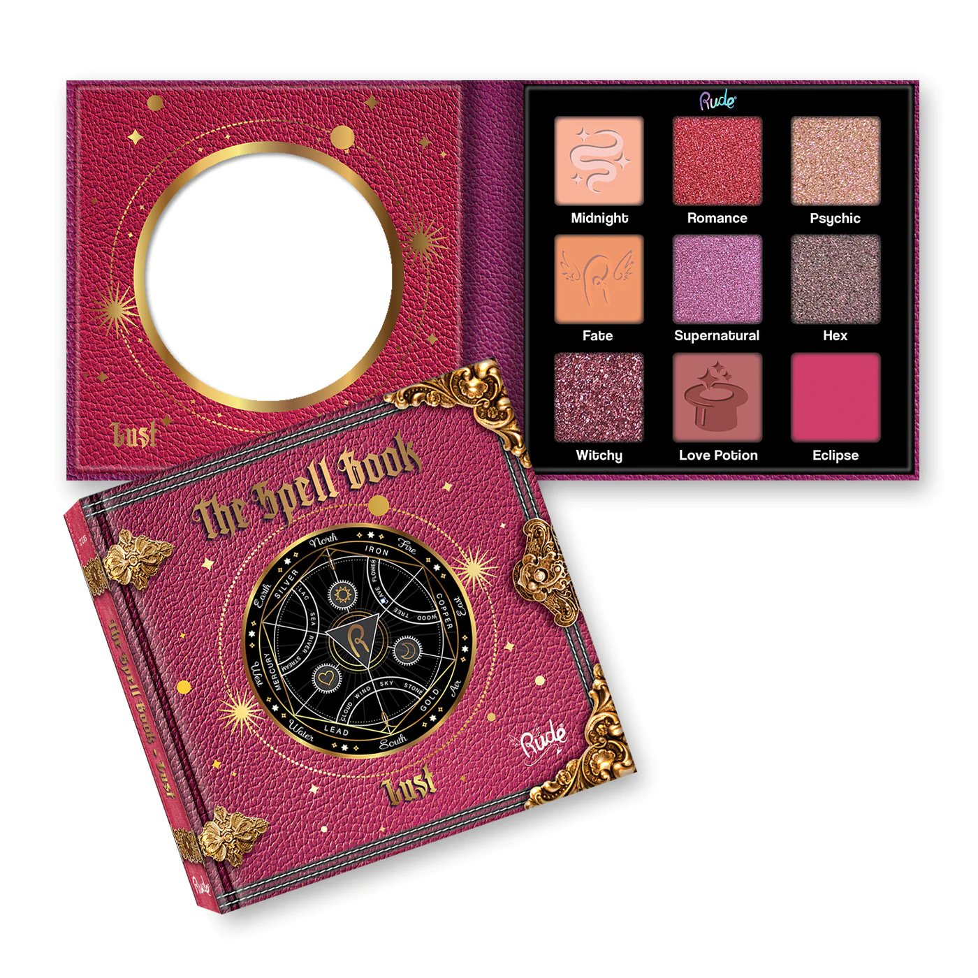 Rude Cosmetics - The Spell Book, smooth and blendable Eyeshadow Palette, Lust - Tigerzzz-Shop