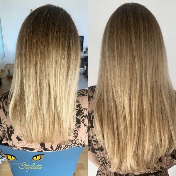 Tigerzzz-Stylists Echthaar Clip-in Extensions: Honigblond #16, 40cm, 120g - Tigerzzz-Shop