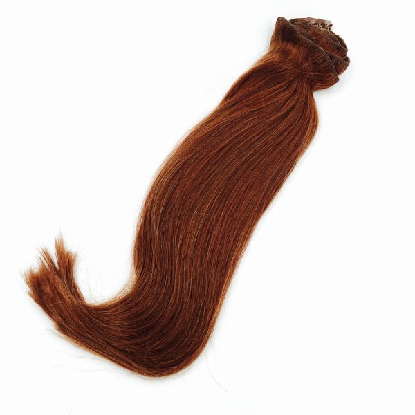 Tigerzzz-Stylists Echthaar Clip-in Extensions: Mahagonibraun #33, 40cm, 120g - Tigerzzz-Shop