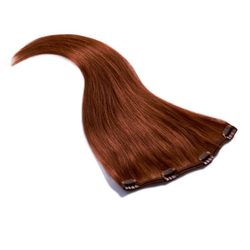Tigerzzz-Stylists Echthaar Clip-in Extensions: Mahagonibraun #33, 40cm, 120g - Tigerzzz-Shop