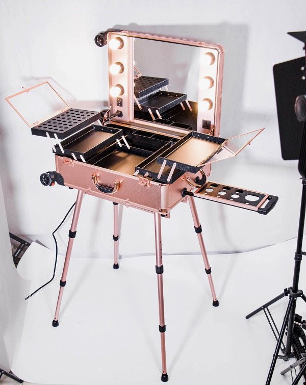 Tigerzzz-Stylists, Make-up Koffer mit Licht und Spiegel (rose gold), trolley with light - Tigerzzz-Shop